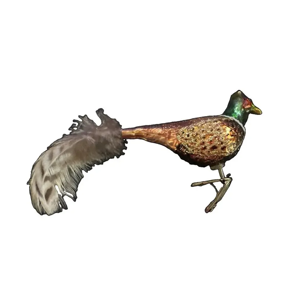 Old World Christmas Pheasant Cardinal Lot Ornament With Clip Vintage W Box